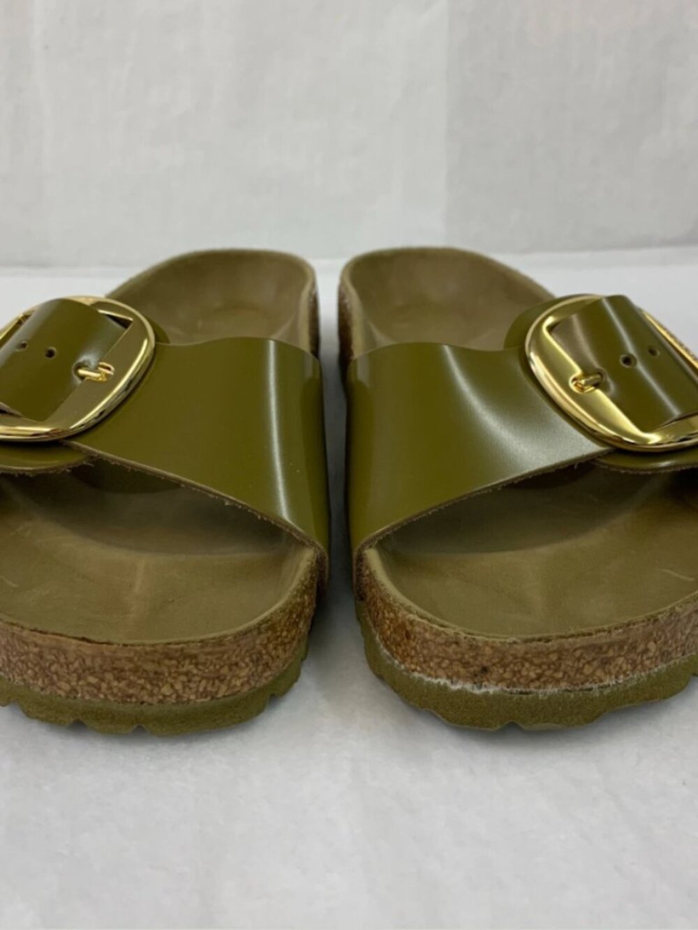 Birkenstock Madrid Big Buckle High Shine Mud Green NaturalLeather Patent Narrow